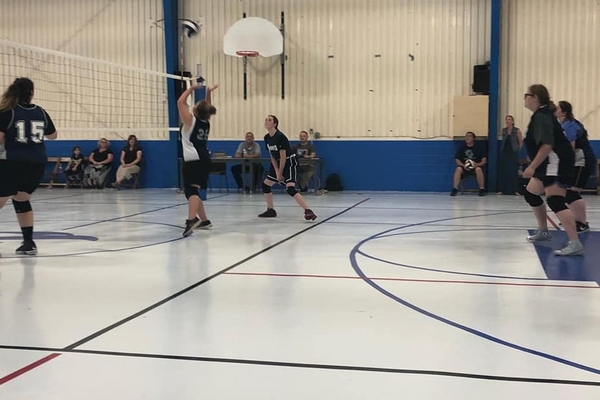 Volleyball team during game